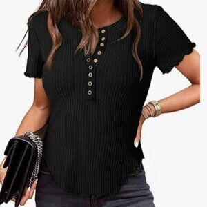 Dokotoo Women’s Size 2XL Black Waffle Knit Top